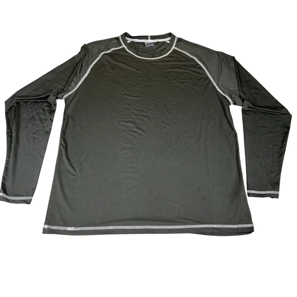 Uzzi Active Wear Mens XL Black Rash Guard UPF 50+ Swim‎ Surf Fishing Shirt NWT